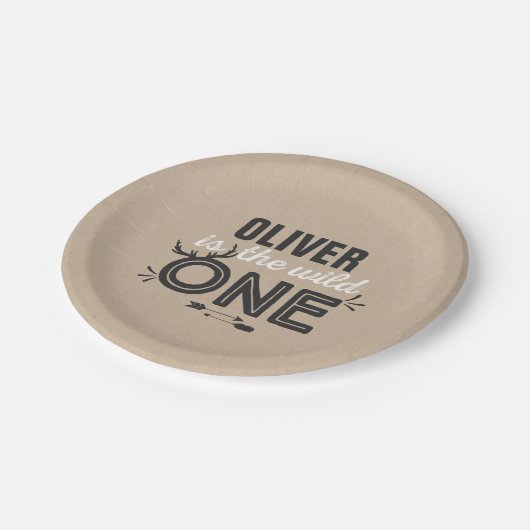 Wilder Pappteller 7" rustikales Kraftpapier wildes (Schrägansicht)