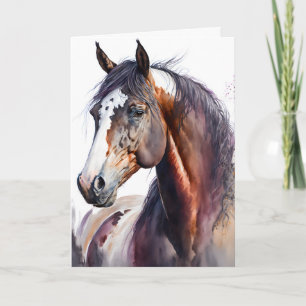 Wilder Pferdthengst Equine Aquarellkarte Karte