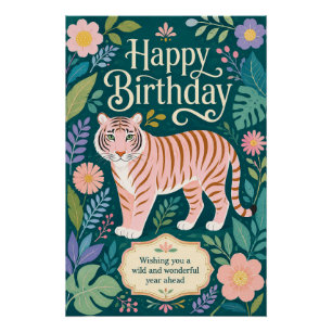 Wilder rosa Tiger Geburtstagsabenteuer Poster