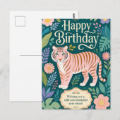 Wilder rosa Tiger Geburtstagsabenteuer Postkarte (Vorne/Hinten)