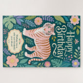 Wilder rosa Tiger Geburtstagsabenteuer Puzzle (Horizontal)