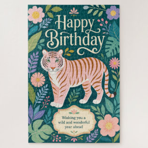 Wilder rosa Tiger Geburtstagsabenteuer Puzzle