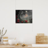 Wilder Rose Garten - launischer dunkler Wald Vollm Poster (Küche)