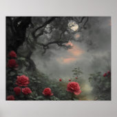 Wilder Rose Garten - launischer dunkler Wald Vollm Poster (Vorne)