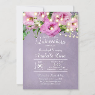Wilder Rosengarten   Flieder Quinceañera Einladung