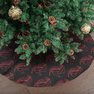 Wilder roter tribaler Drache Silhouette Fantasy Polyester Weihnachtsbaumdecke