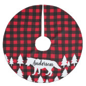 Wilder rustikaler Wolf-Büffel-Karo-karierter Polyester Weihnachtsbaumdecke (Vorderseite)