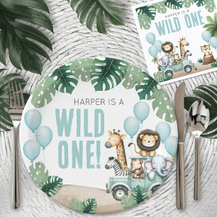 Wilder Safari 1. Geburtstag Pappteller