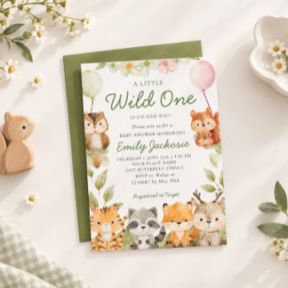 Wilder Safari-Dschungel-Tiere-Junge-Baby-Party Einladung