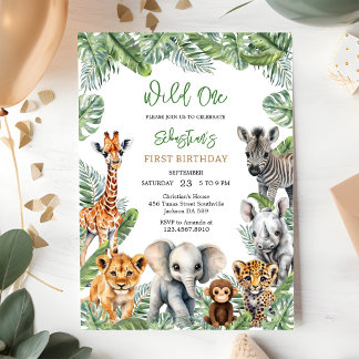 Wilder Safari-Dschungel-Tiere Kindergeburtstag Einladung