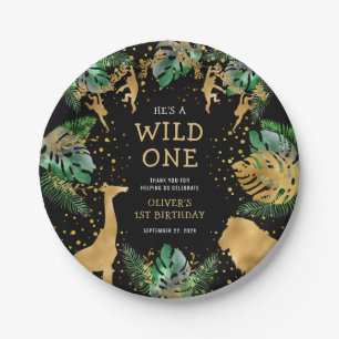 Wilder Safari-Geburtstag zum 1. Geburtstag Grün Sc Pappteller