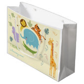 Wilder Safari-Kindergeburtstag Große Geschenktüte (Vorderseite Schrägansicht)