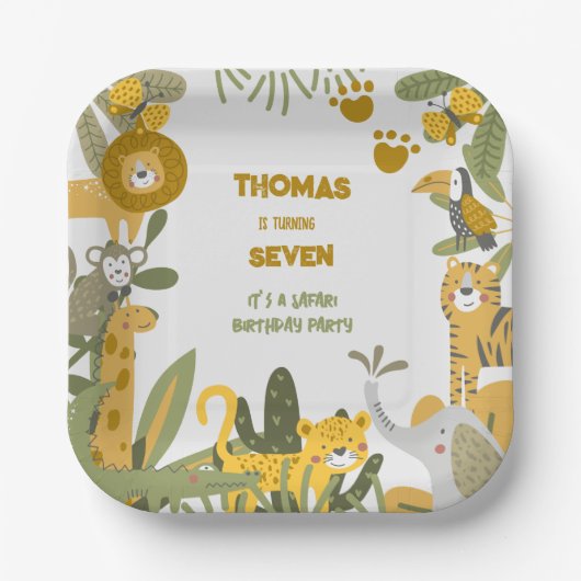Wilder Safari-Kindergeburtstag Pappteller (Vorderseite)