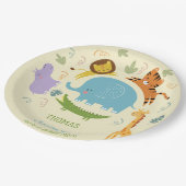 Wilder Safari-Kindergeburtstag Pappteller (Schrägansicht)