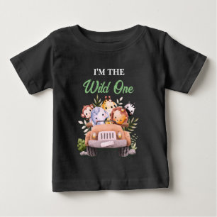 Wilder Safari-Tiere Geburtstag SCHWARZ Baby T-shirt