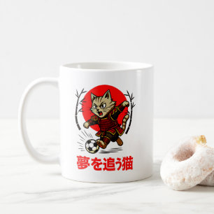 Wilder Samurai-Katzen-Fußball-Geschenk für Anime-L Kaffeetasse