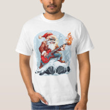Wilder Santa, der Gitarre in Schnee spielt T-Shirt