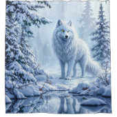Wilder Schnewolf Raubtier Natur Winterkunst Duschvorhang (Vorderseite)