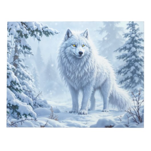 Wilder Schnewolf Raubtier Natur Winterkunst Notizblock (Vorderseite)