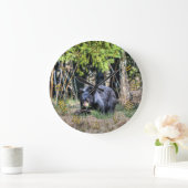 Wilder Schwarzbär-Cub & Forest Wildlife Foto Clock Große Wanduhr (Zuhause)