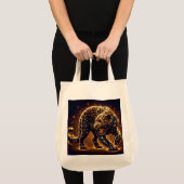 Wilder schwarzer, brauner und goldener Leopard bei Tragetasche (Vorderseite (Produkt))