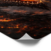 Wilder schwarzer Feuerdrache mit glühendem Glutaug Poster (Ecke)