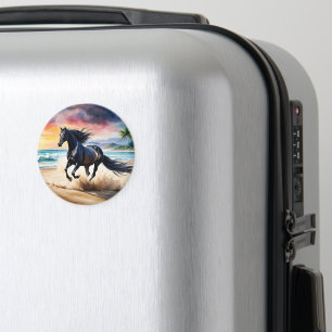 Wilder schwarzer Hengst galoppierend Magnet