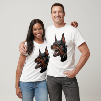 Wilder schwarzer und brauner Dobermann mit Stachel T-Shirt