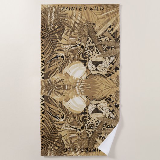 Wilder Sepia Leopard   Strandtuch (Vorderseite)