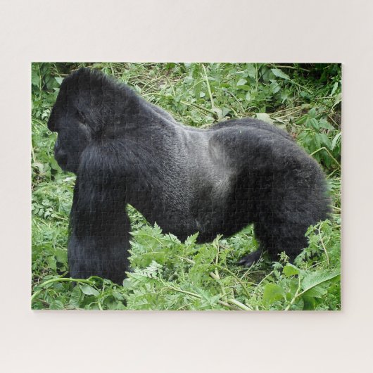 Wilder Silverback-Gorilla von der Seite Puzzle (Horizontal)