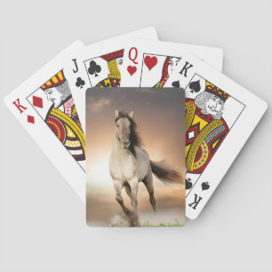 Wilder Stallion im Sonnenuntergang Spielkarten
