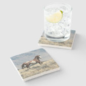 Wilder Stallions-Untersetzer Steinuntersetzer (Seitenansicht)