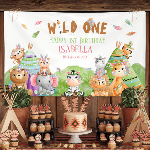 Wilder Stammes-Wald-Safari-Geburtstagsfeier Banner