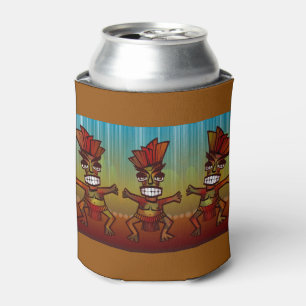 Wilder tanzender Tiki Mann-tropischer Dosenkühler