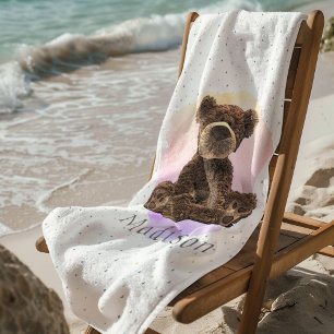 Wilder Teddy Bear Pink Tier Niedlich Moderne Kinde Badehandtuch