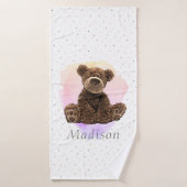 Wilder Teddy Bear Pink Tier Niedlich Moderne Kinde Badehandtuch (Badehandtuch)