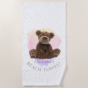 Wilder Teddy Bear Pink Tier Niedlich Moderne Kinde Strandtuch