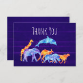 Wilder Tierherde auf Lila Abstrakten Dank Dankeskarte (Vorne/Hinten)