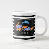 Wilder Tierherde Farbenfrohe Wasserfarbe Jumbo-Tasse (Rechts)