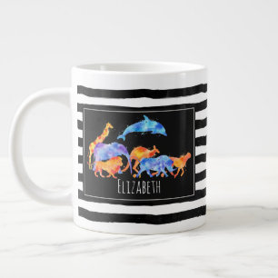 Wilder Tierherde Farbenfrohe Wasserfarbe Jumbo-Tasse