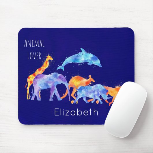 Wilder Tierherde Farbenfrohe Wasserfarbe Mousepad (Mit Mouse)
