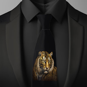 Wilder Tiger auf schwarzer Krawatte