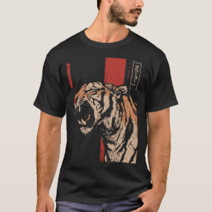 Wilder Tiger-Dschungel-Räuber Vintage-Kunst T-Shirt