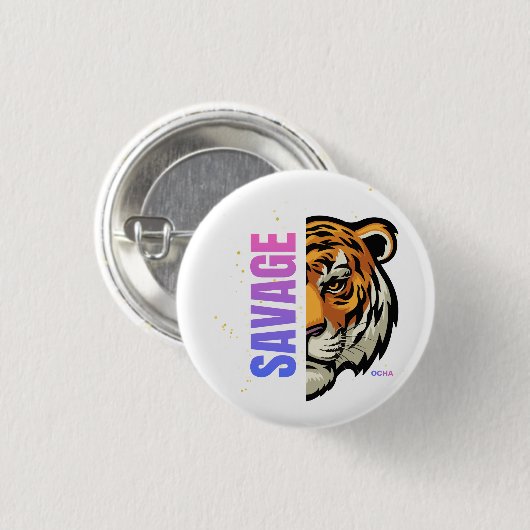 Wilder Tiger-Halbgesicht-Split-Design Button (Vorne & Hinten)