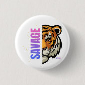 Wilder Tiger-Halbgesicht-Split-Design Button (Vorderseite)
