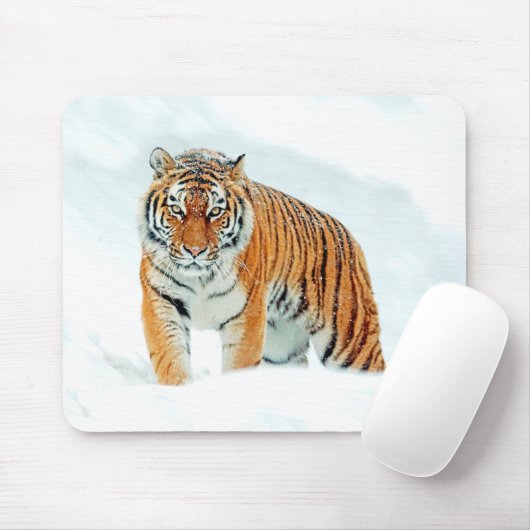 Wilder Tiger im Schnee Mousepad (Mit Mouse)