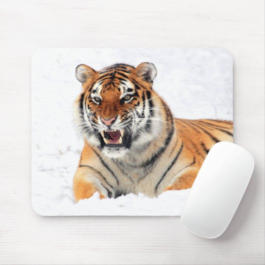 Wilder Tiger im Schnee Mousepad (Mit Mouse)