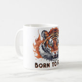 Wilder Tiger mit Flammen - Anpassbarer Text Kaffeetasse (Vorderseite Links)