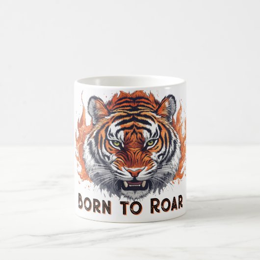 Wilder Tiger mit Flammen - Anpassbarer Text Kaffeetasse (Mittel)