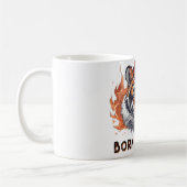 Wilder Tiger mit Flammen - Anpassbarer Text Kaffeetasse (Links)